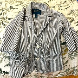 Seersucker 3/4 sleeve blazer